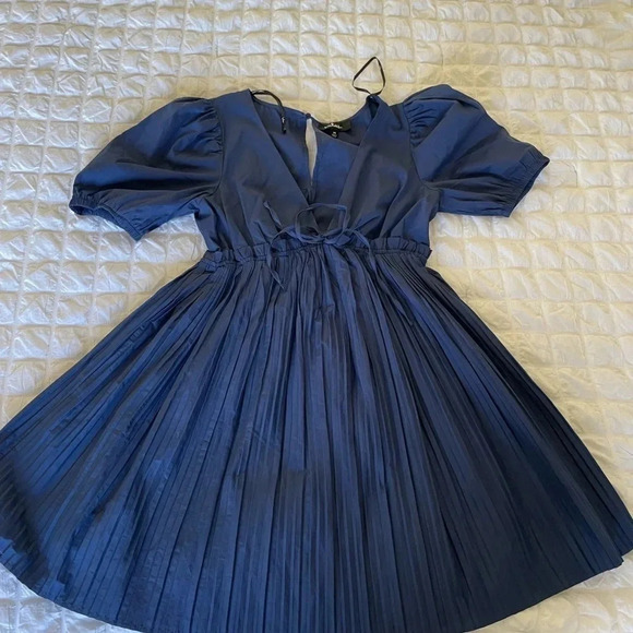 EUC Lulu's Deep Blue Puff Sleeve Dress - Picture 9 of 14